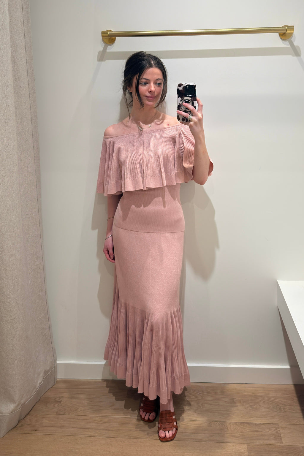 Luna Pleated Frill Top - Dusty Pink